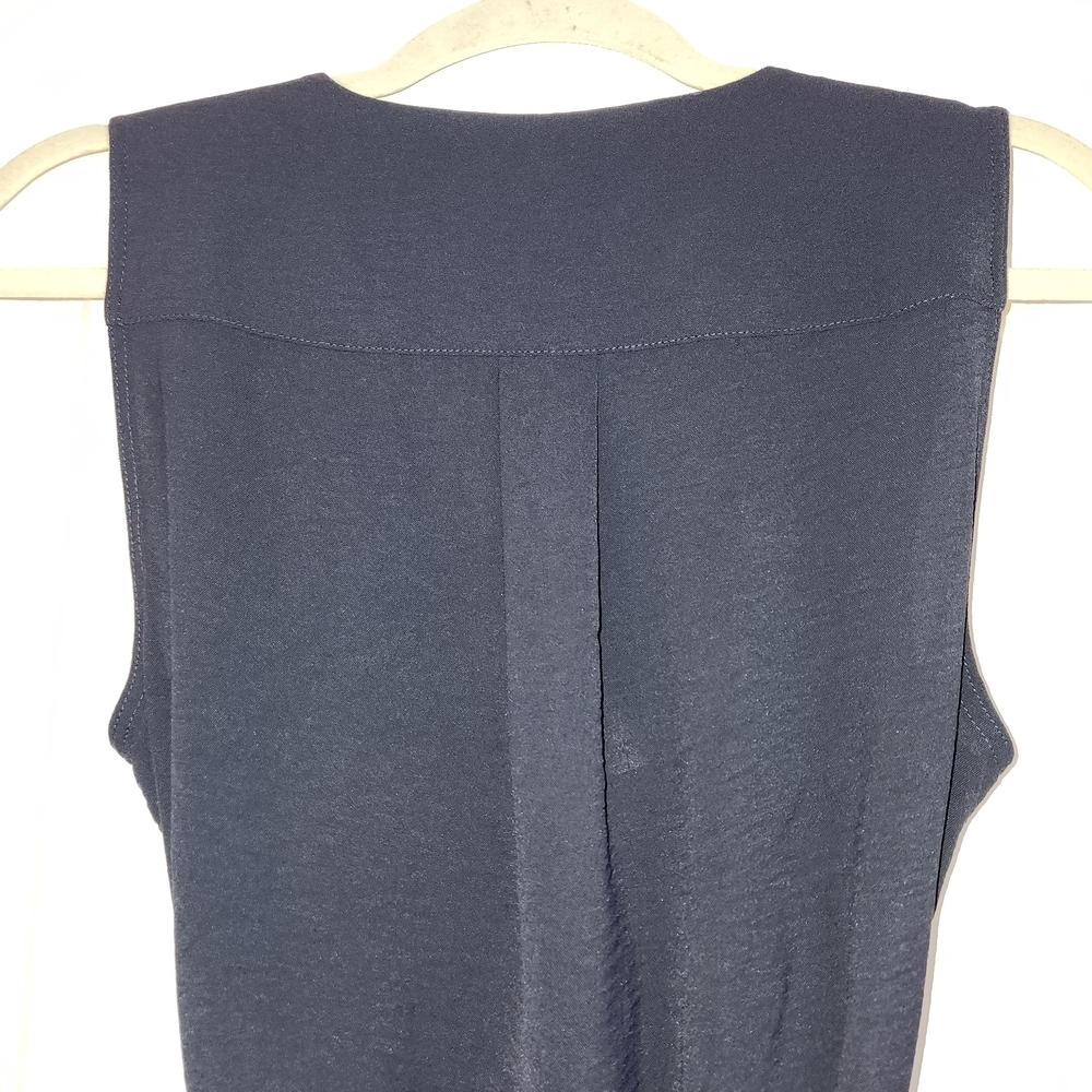 NWT DKNY Navy Blue Sleeveless Shirt Dress With Tie Size 10 Lightweight Flowy - Picture 6 of 14